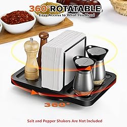 Napkin Holder for Table, Rotating Bamboo Iron