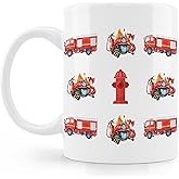 BESERH Firefighter Gift Coffee Mug Cup, Firefighter Gifts for Men Women, Fireman Gifts, Fire Fighting Truck Fireman Ceramic Coffee Mug 11 oz