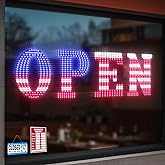 LemonNova 30'' x 10" Large Open Signs for Business, Super Bright LED Open Closed Sign with Hanging Installation, Light Up Sign for Bar Store Restaurant Office Hotel Salon USA Flag
