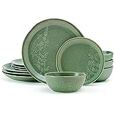 Pfaltzgraff Carrie 12 Piece Dinnerware Set, Service for 4, Green