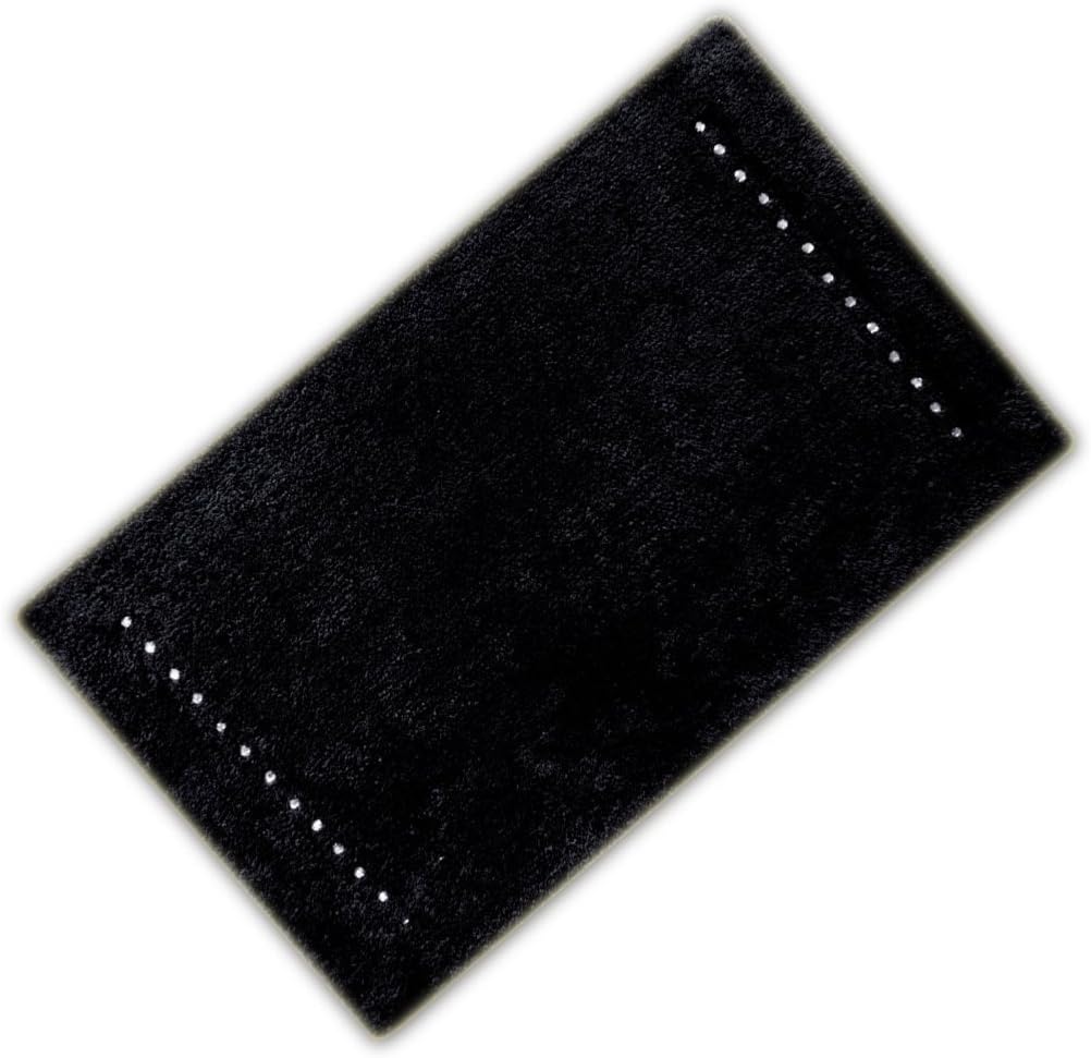 New Luxury Large Washable Non Anti Slip Soft Bath Mat Rug (Black Diamante 80 x 50cm)
