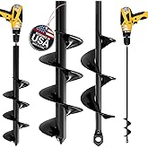 K-Brands Auger Drill Bit for Planting 2 Pack 1.6" x 16" &amp; 3.5" x 16" Set | Garden Spiral Hole and Bulb Planter Tool for Umbrella Holes - Compatible with 3/8 Inch Hex Drive