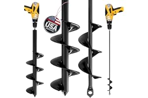 K-Brands Auger Drill Bit for Planting 2 Pack 1.6 x 16 Inch & 3.5 x 16 Inch Set – Garden Spiral Hole and Bulb Planter Tool for Umbrella Holes - Compatible with 3/8 Inch Hex Drive