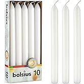 BOLSIUS White Candles 10 Pack - 9 Inch Straight Taper Candle Set - 8 Hour Candlesticks - Fits Most Standard Candle Holders - Premium European Quality - Household, Dinner, Wedding, & Party Candlesticks