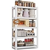 WORKPRO House 5-Tier Shelving Unit, 3000lbs Adjustable Storage Shelves, Boltless Book Shelf, Shelf Organizer for Kitchen, Living Room, Bathroom, Wood Grain Pattern, Waterproof Board, 24-1/10"W, White