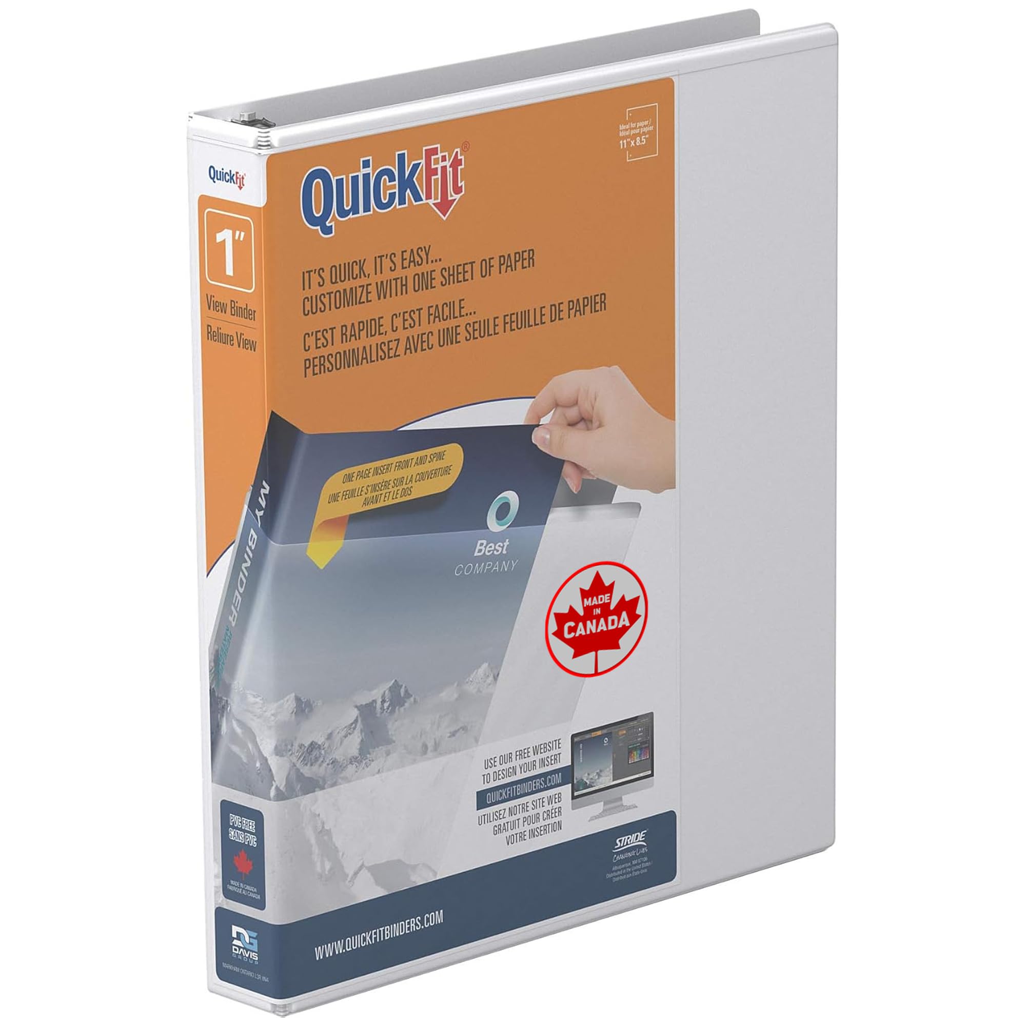 QuickFit 1 Inch Original View Binder, D-Ring, White (87010)