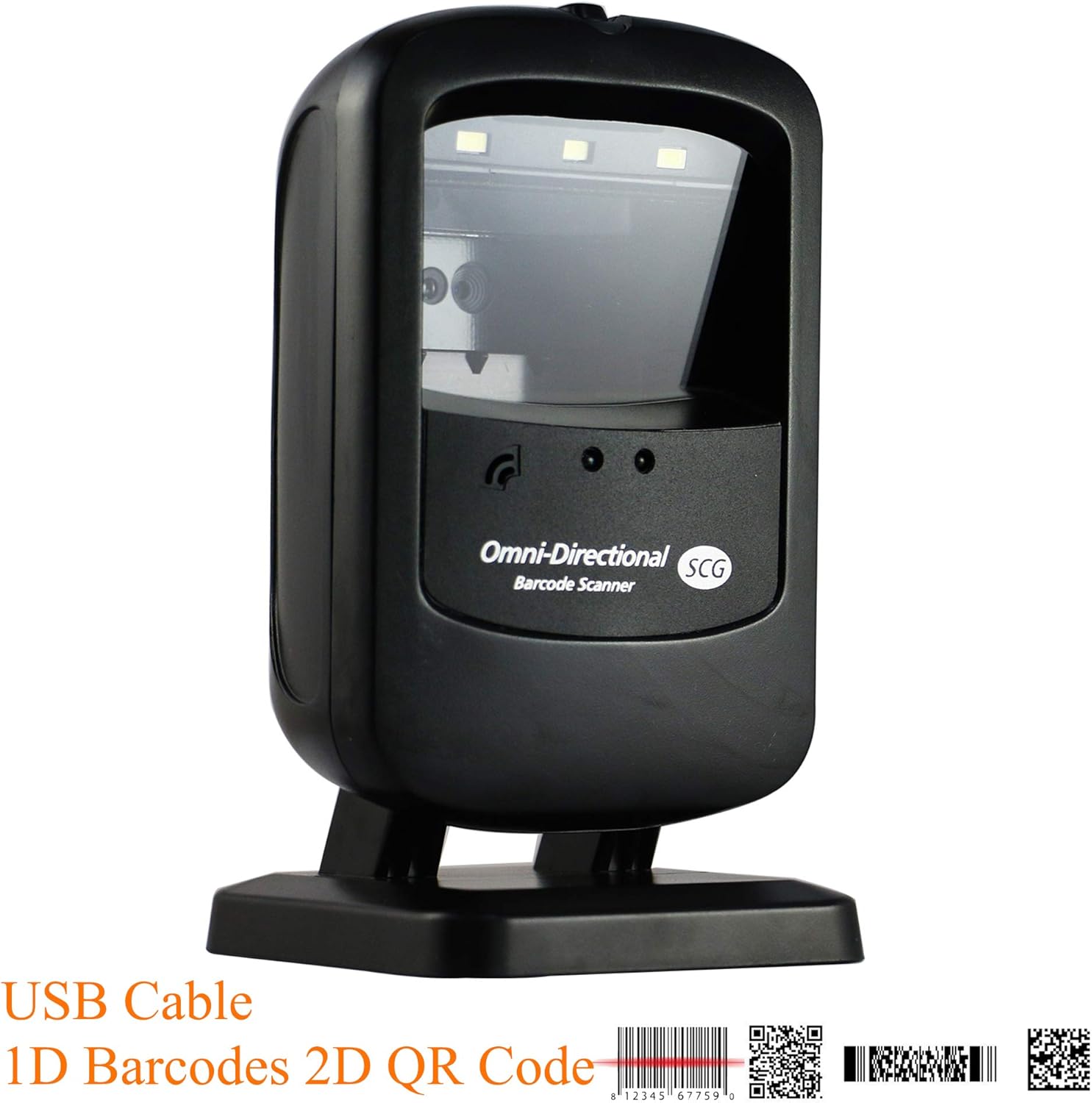 OBT-100S Omnidirectional 1D Barcode 2D QR Code Handsfree Scanner Automatic Scanning USB Cables Directly Use for Supermarket Retails Stores POS System