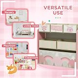 ZONEKIZ Kids Storage Unit with 6 Fabric Bins Pink 63 x 30 x 66 cm view 6