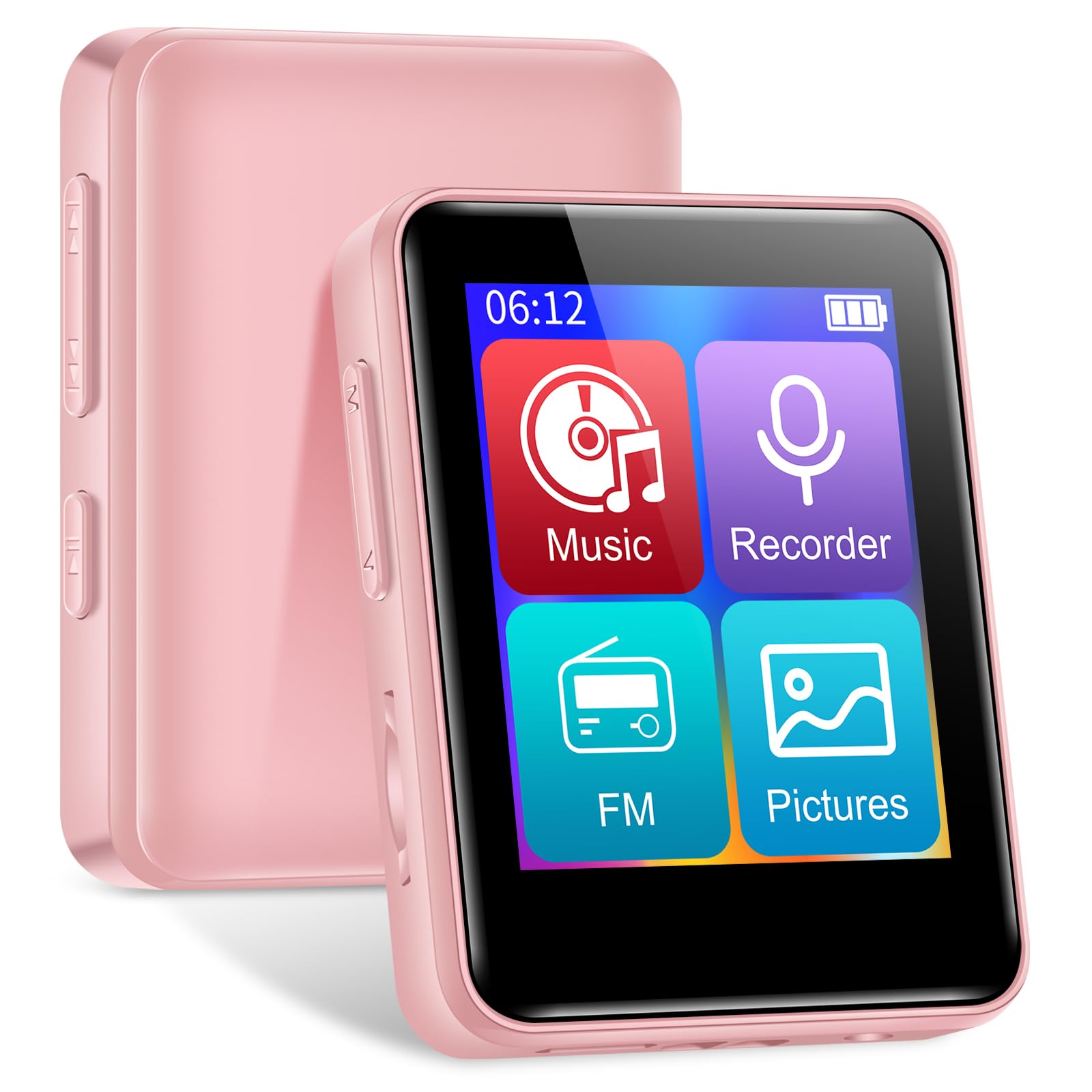 Photo 1 of 1.8 inch HiFi Portable Music Player, Equipped with Bluetooth 64GB Sport MP3 Player, FM Radio, Recording, E-Book, Supports 512GB TF Card, Pink