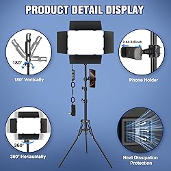 2 Pack LED Video Light Kit with Barn Door, Icceue