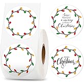 Whaline Christmas Direct Thermal Labels Stickers Colorful Xmas Light Bulbs Self-Adhesive Printer Decals for DIY Candle Name Tag Logo Design, 500 Pcs