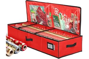Conteneur de rangement pour papier cadeau – Peut contenir jusqu’à 27 rouleaux de 1 3/8” de diamètre - Sacs de rangement pour papier cadeau sous le lit, rouleaux de papier cadeau, ruban et nœuds - Sous