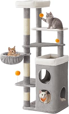 Arbre à Chat 150 cm de Haut, Tour de Jeux à Plusieurs Niveaux