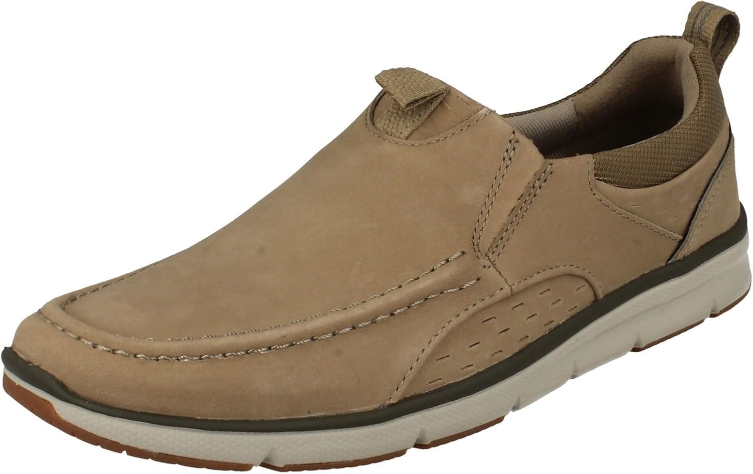 Clarks Mens Moccasin Style Casual Slip On Shoes Orson Row Sand Nubuck