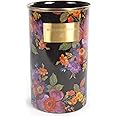 MACKENZIE-CHILDS Enamel Utensil Holder, Kitchen Utensil Holder for Countertop, Storage Caddy, Black Flower Market