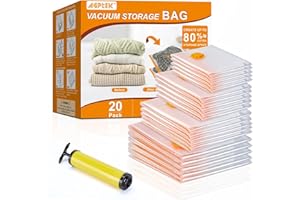 AGPTEK 20 Pack Vacuum Storage Bags, Space Saver Bags (5 Jumbo/5 Large/5 Medium/5 Small) for Comforters and Blankets, Vacuum S