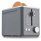 Toastmaster 2-Slice Multi-Function Toaster - Blue Gray with Lever and Dial Controls, Extra Wide Slots, High Rise Toast Lift and Gluten Free Setting, 900W