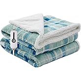 RALYSUN Electric Heated Blanket Full Size 72"x84" Microplush & Sherpa Fabric, Machine Washable 4 Heat Settings & 10 Hours Auto Off - Mint Green