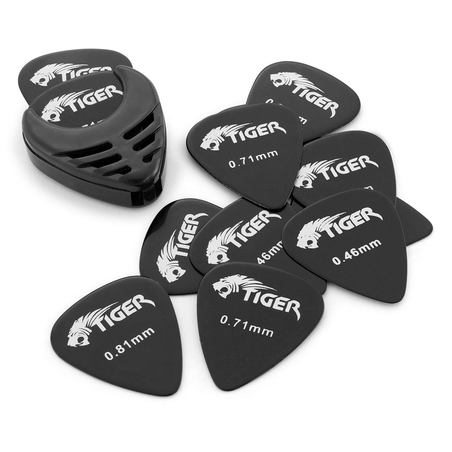 Guitar Picks & Pick Holder - Variety of Gauges - Pack of 12 Plectrums TIGER GAC56-BK