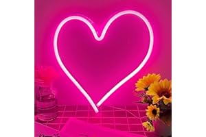 BERNICEKELLY Pink Heart Neon Sign, Neon Heart Light for Wall Decor, Love Heart LED Light up Sign 13.4×13 Inch Dimmable USB Powered Romantic Light Sign for Bedroom Valentine's Kids Room Wedding Party Decoration