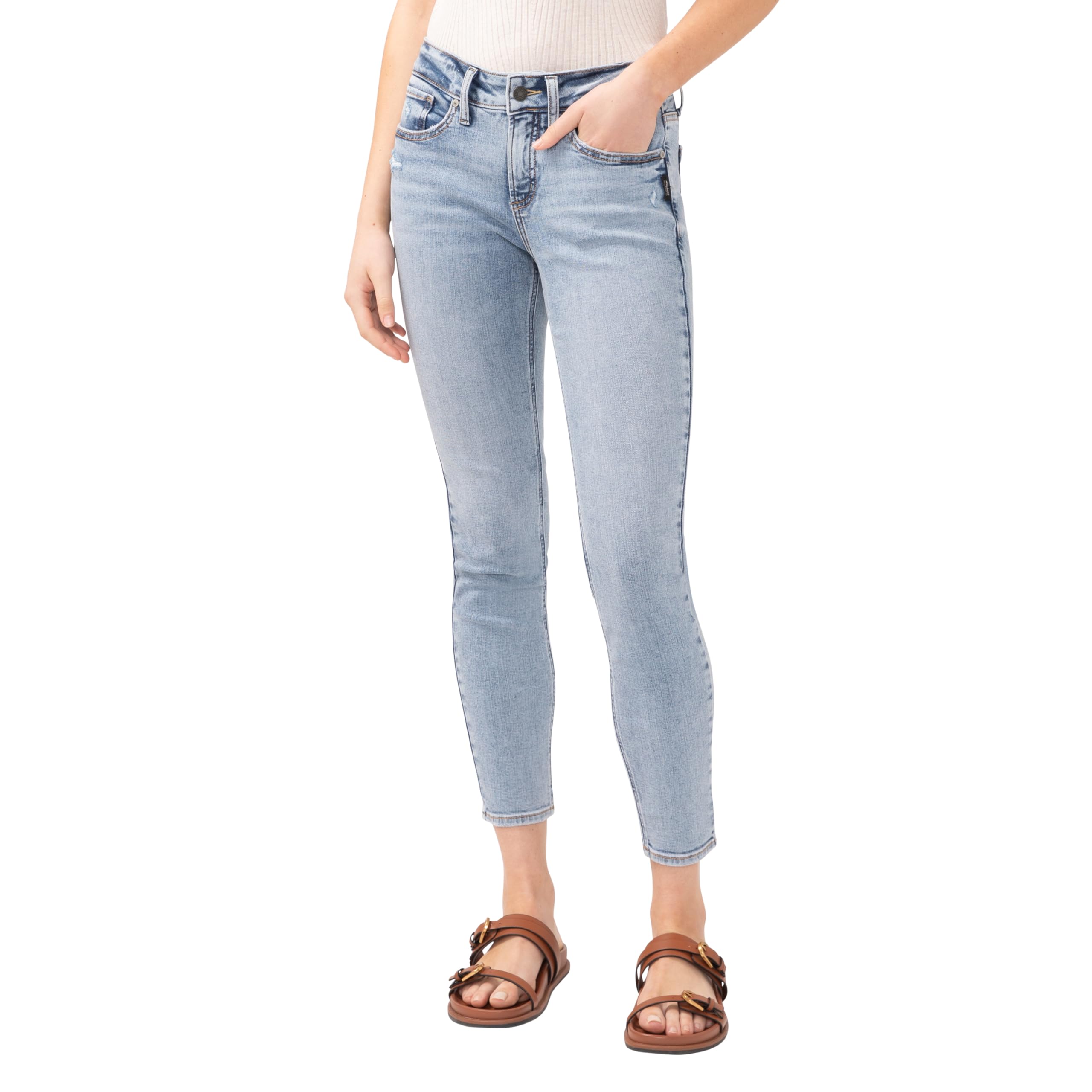 Silver Jeans Co. Women’s Suki Mid Rise Curvy Fit Skinny Jeans, Boogie, 29W x 29L
