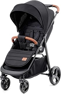 Kinderkraft Kinderwagen GRANDE, Kinderbuggy, Liegebuggy, Sportwagen, Großer und Bequemer Buggy, Zusammenklappen mit Schlaffunktion, Große Bude mit Allradaufhängung, Geräumiger Sitz, Schwarz