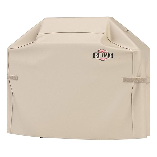 GRILL COVER BY GRILLMAN, TAN, 64 INCH, BBQ OUTDOOR GRILL COVERS, CHARCOAL & GAS GRILLS, WATERPROOF, RIP-PROOF, WEATHER-RESISTANT, ANTI-UV, BARBECUE COVER FOR WEBER, GENESIS, CHARBROIL, NEXGRILL, ETC