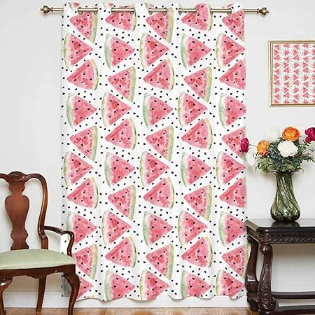 Cortinas opacas para puerta de patio, diseño de sandía con semillas