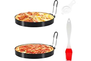 FYMLHOMI 2 Packs 6 Inch Egg Pancake Mold, Round Egg Rings for Frying Eggs Pancake Molds Rings for Griddle Stainless Steel Nonstick Fried Egg Cooker Ring with Insulated Handle Oil Brush and Egg Separator