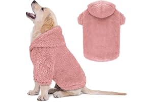 QDYU Fuzzy Dog Hoodie Dog Sweaters for Small Dogs Soft Double-Sided Plush Fleece Dog Sweater Dog Clothes Dog Coats Dog Hoodie Sherpa Hooded Sweatshirt(Pink-XS)
