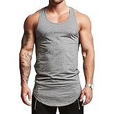 Magiftbox Mens Essential Longline Workout Stringer Cotton Tank Tops Gym Shirts Sports Vest T04