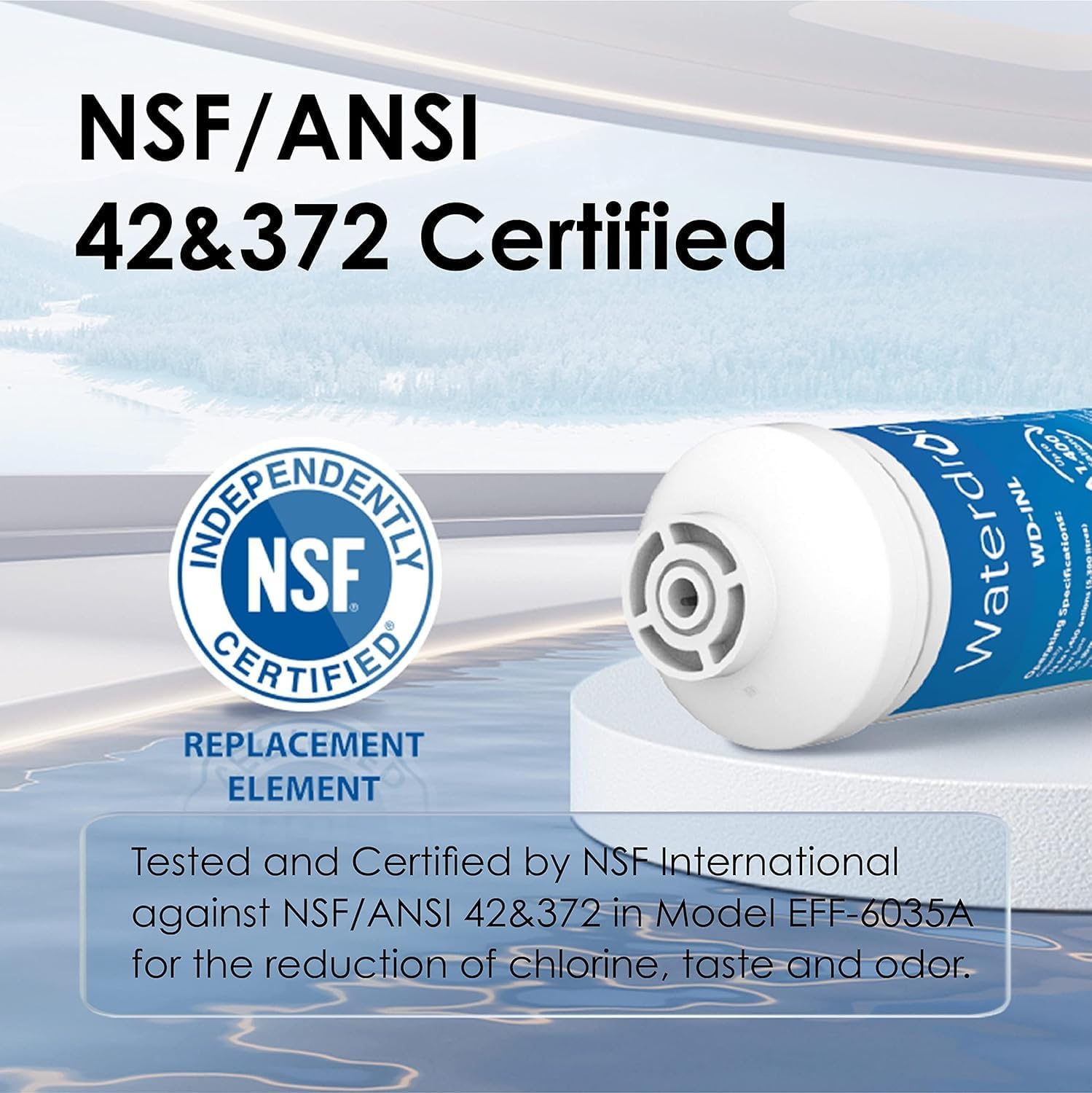 Waterdrop Inline Water Filter for Refrigerator and Ice Maker, NSF Certified High Capacity Drinking Water Filtration System with Direct Connect Fittings, Reduces Chlorine, PFAS/PFOA/PFOS