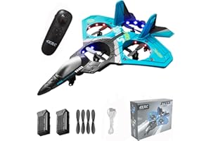 AGWIM V17 Jet Fighter Stunt RC Plane, 2.4GHz EVA Remote Control Airplane, 2 Batteries, 360° Drop-Resistant Stunt Spin, RC Aircraft Toy for Kids Boys Birthday Gifts, Blue