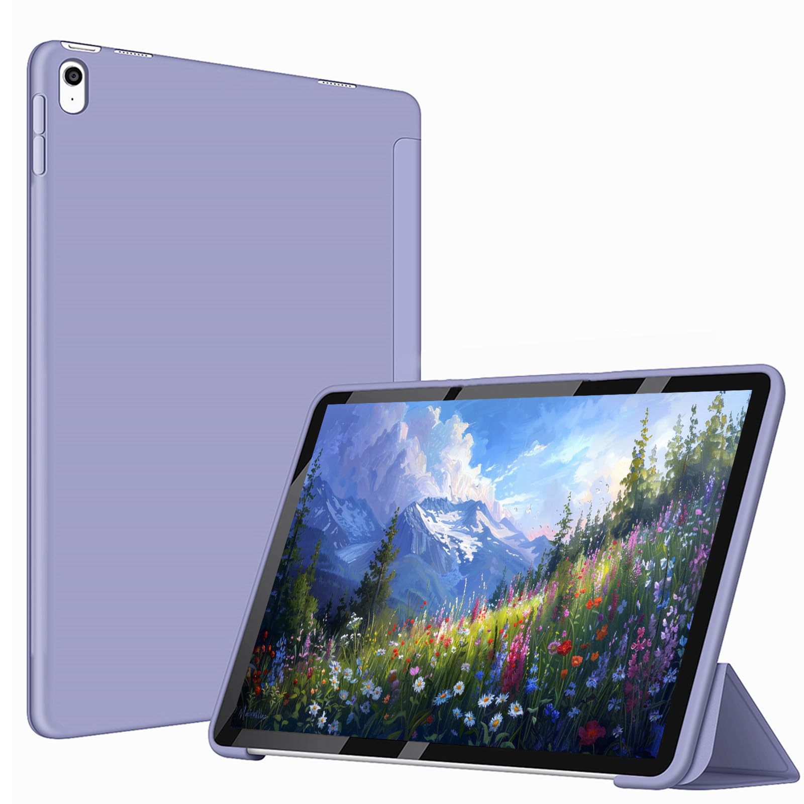 VAGHVEO Case for iPad (A16) 11th Generation 11 Inch 2025 / iPad 10th Generation 10.9 Inch 2022 Slim Trifold Stand Protective Cases - Flexible Soft TPU Back Cover Shell, Auto Wake/Sleep, Gray Purple