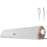 SOULION R50 Bluetooth Computer Speakers, USB Powered Pc Speakers for Desktop Monitor, 3.5mm Wired & Colorful LED Lights, Surround Sound Soundbar for Computer Laptop, White