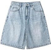 OYOANGLE Boy's Jorts Baggy Jean Shorts Straight Leg Loose Denim Shorts with Pockets