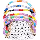AICase for Steven Universe Merch Gifts Inspired Bracelets 6 Pcs Stackable | Stretch Beaded Friendship Bracelets Concert Outfit Vinyl Poster Sticker Merchandise Gifts for Adult Fans Women Birthday