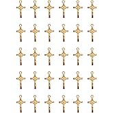 Ruwado 50 Pcs Jesus Cross Charms for Bracelets Small 2.3 x 1.2 cm Vintage Metal Pendants for DIY Jewelry Making Necklace Earring Keychain Crafting Scrapbooking Supplies