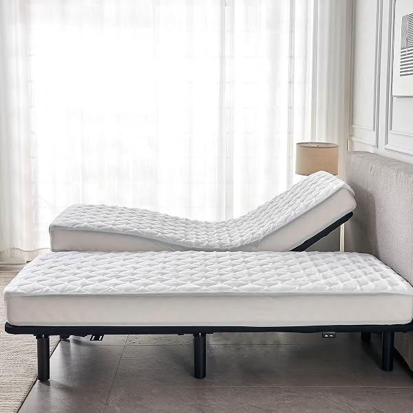 WATERPROOF QUILTED SPLIT KING MATTRESS PROTECTOR PAD FOR ADJUSTABLE BED NOISELESS FITTED MATTRESS COVER SOFT PADDED TOPPER WITH UP TO 16 DEEP POCKET