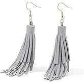 Leather Layered Tassel Earrings Boho - Lightweight Genuine Leather Fringe Earrings Dangle, Handmade Western Earrings for Women Cowgirl