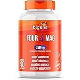 Four Mag, 4 Magnésio (taurato, citrato, dimalato, bisglicinato), 350mg de Magnésio Elementar, 90 Cápsulas, Bigens