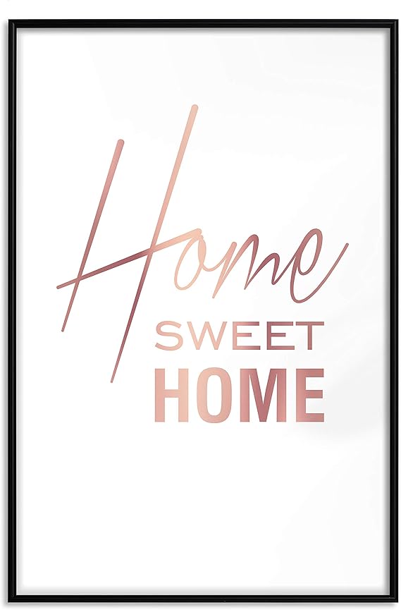 murando Poster Rose Gold Sprüche Home Sweet Home 20x30 cm mit Rahmen