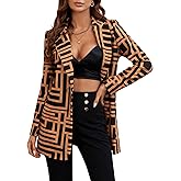 Floerns Women's Casual Long Sleeve Graphic Colorful Blazer Work Suit Jackets