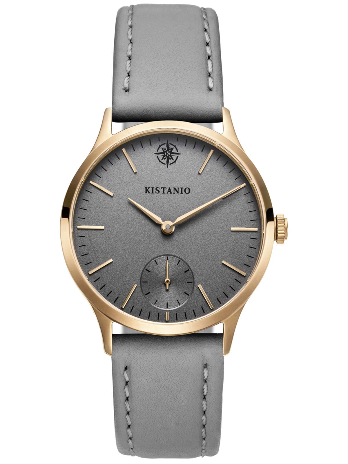 Kistanio Ladies Analog Watch Stratolia Sapphire Glass Champagne Grey with Grey Leather Strap KIS-STR-31-099