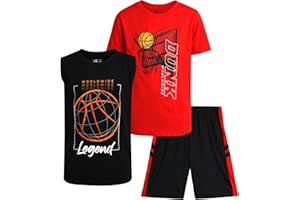 Pro Athlete Boys' Active Shorts Set - 3 Piece Dry Fit T-Shirt, Tank Top & Basketball Shorts - Activewear Set for Boys (8-16)