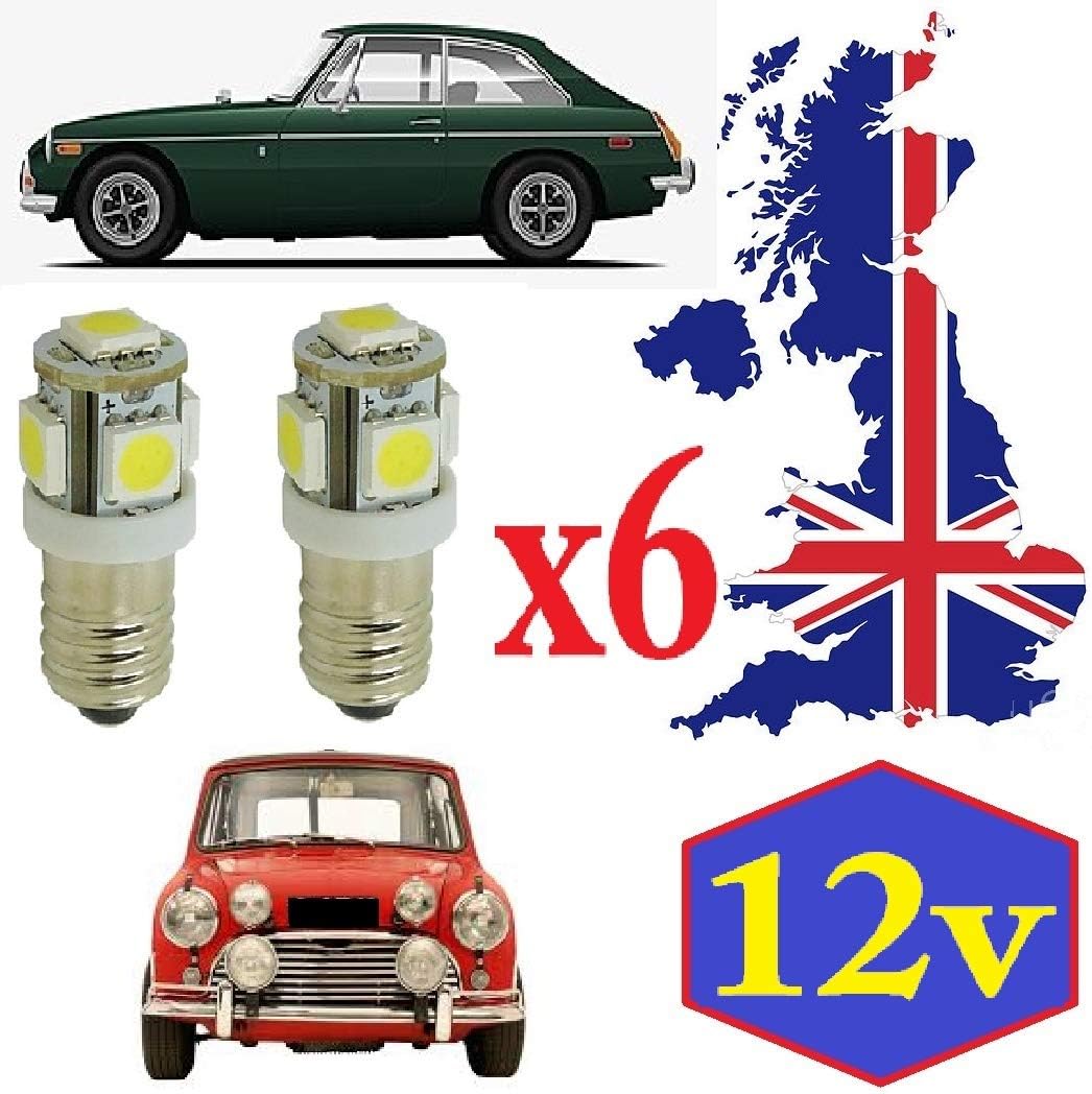 6 x DASHBOARD LED BULBS MGB MIDGET MINI SPITFIRE >> E10 987 LLB987 LED