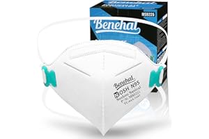 BENEHAL NIOSH Approved N95 Mask Particulate Respirators, Pack of 20 N95 Face Masks, Individually Wrapped, Universal Fit
