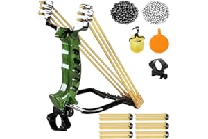 RCZZSUWE Professional Wrist-Braced Slingshots Set for Hunting, High Velocity Tactical Wrist Support Sling Shot with Ammo Balls & Replacement Bands (Target Practice Kit)