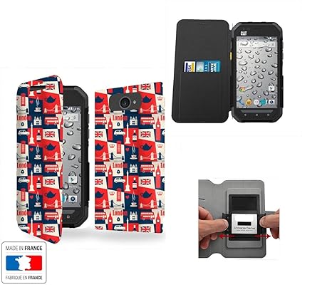 Innovative Londres - United Kingdom Collection Pattern Caterpillar CAT S30 Schutzhülle mit internen Speicher Tür-Karte - Cate