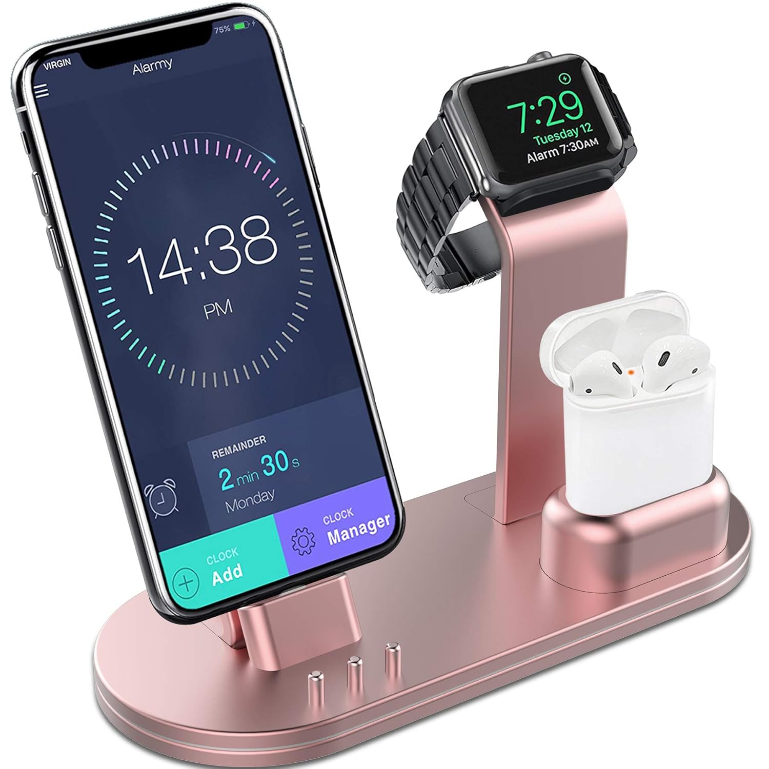 Max/XR/X/8/8Plus/7/7 Xs/X iPhone and AirPods 4/3/2/1, Series iWatch for  Stand Charging 1 in 3 OLEBR Plus Gray -Space Required) Cables \u0026 Charger  (Original iPad inches Plus/9.7 /6S /6S Smartwatch Cables \u0026 Chargers